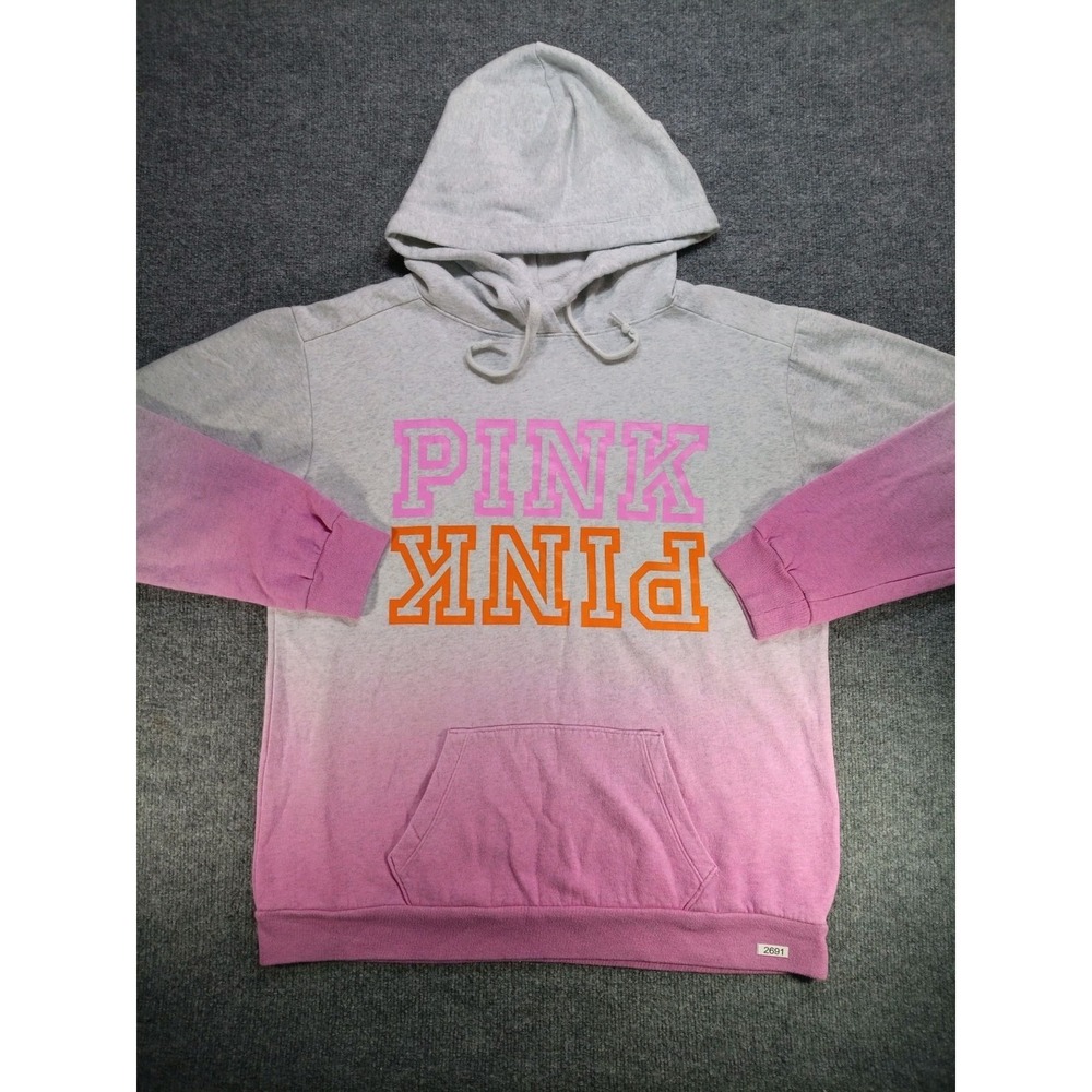 Victoria's Secret PINK Women's Ombre Hoodie Sweatshirt Gray Pink Orange Pullover